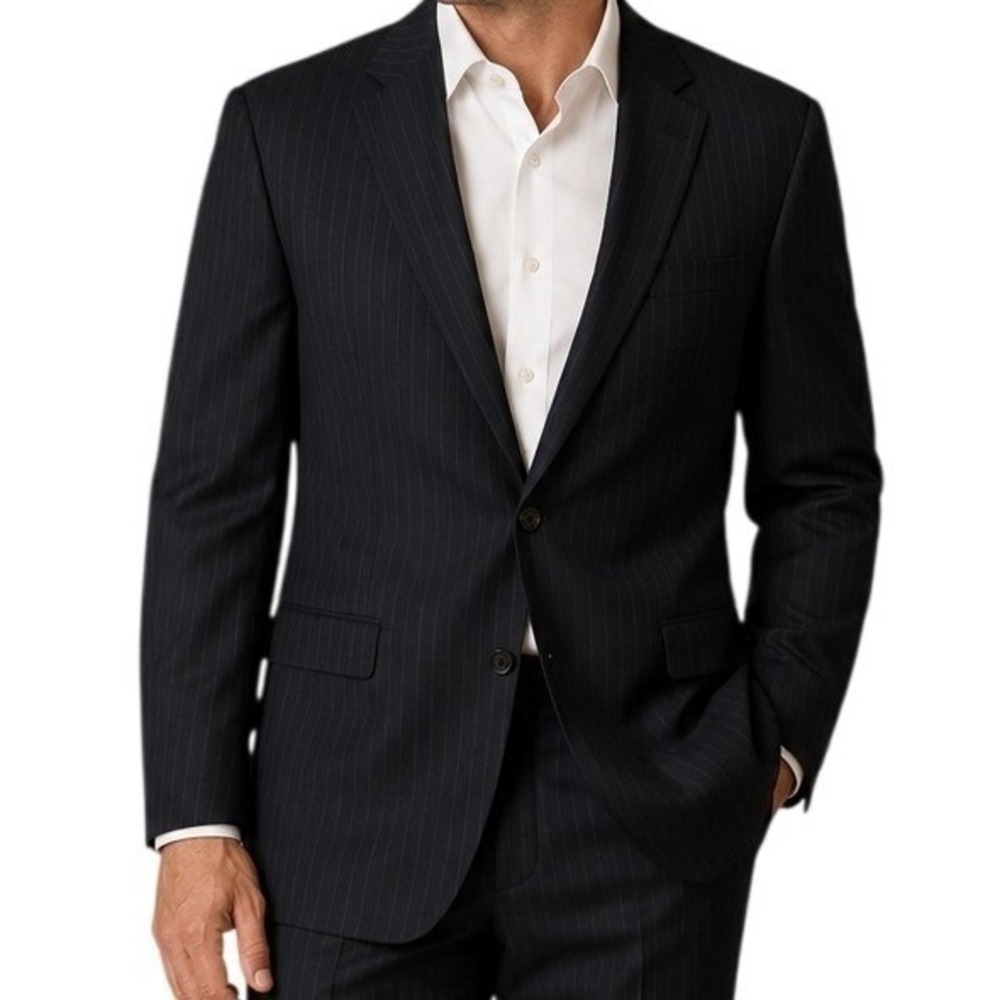 Lauren Ralph Lauren Dark Grey Pinstripe 100% Wool Suit Jacket Men's 38L